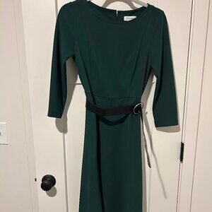 Calvin Klein Belted Midi A-Line Dress